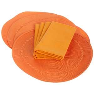  DII Summer Citrus Braided Placemat and Linens, Orange Zest 