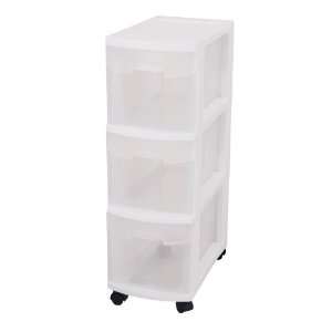 Sterilite 27308003 3 Drawer White Narrow Storage Cart (3 pack):  