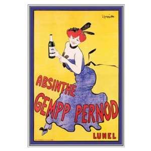 Absinthe Gempp Pernod Framed Vintage Pernod Poster   Quality Silver 