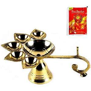  PANCH AARTI ~ Hindu Puja Camphor Burner w/ Camphor Tablets 