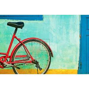  Skip Nall   The Red Bicycle Giclee Canvas: Home & Kitchen