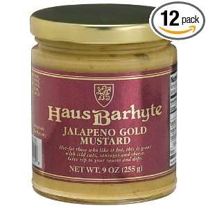 Haus Barhyte Mustards Jalapeno Gold Mustard, 9 Ounce Jars (Pack of 12)