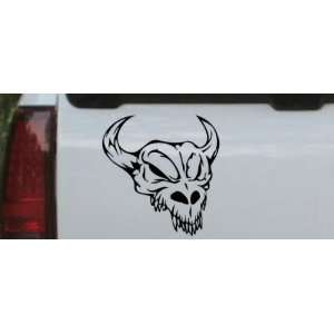 Black 12in X 12.4in    Skull With Horns Skulls Car Window Wall Laptop 