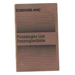  Cunard NAC Vistafjord Passenger List 1988 Hamburg 