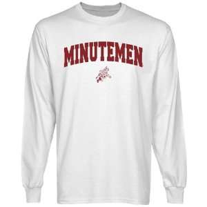  UMass Minutemen White Logo Arch Long Sleeve T shirt 