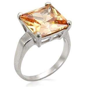  SOLITAIRE RING   Princess Cut Champagne CZ Ring Jewelry