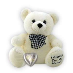  White Paw Print Heart Teddy Bear Cremation Urn: Home 