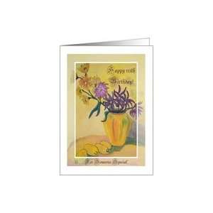  Happy 112th Birthday, Yellow Vase Flowers Card: Toys 