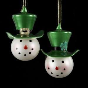 com Club Pack of 12 Luck of the Irish Glass Snowman w/ Hat Christmas 