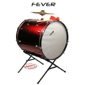  Fever 24x24 Drum Bass Tambora with Stand Red FEV2424 RD 