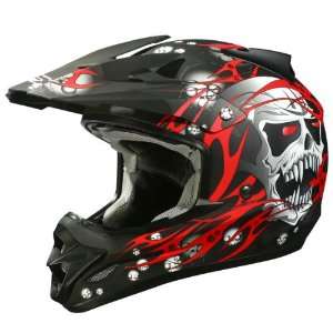  AFX FX 18Y SKULL YOUTH MX MOTORCYCLE HELMET RED MD 