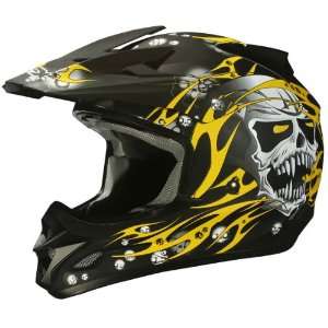 AFX FX 18Y SKULL YOUTH MX MOTORCYCLE HELMET YELLOW MD 