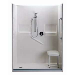 60 x 30 x 82 Complete Shower Kit Drain: Left, Safety Bar: Stainless 
