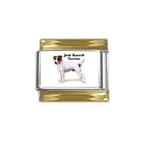  Jack Russell Terrier Gold Trim Italian Charm (9mm 