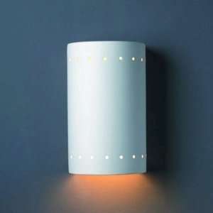   Small Cylinder W/ Perfs Closed Top Sconce   Ceramic