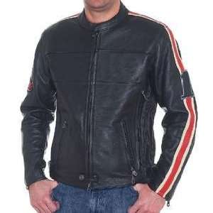  Motorcycle Jacket, Vented with Orange & White Arm Stripes 