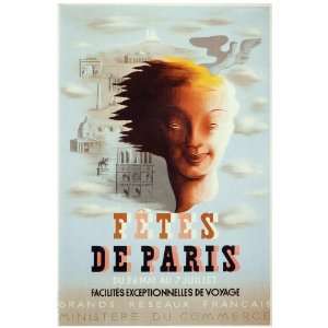 11x 14 Poster.  Fetes de Paris  Railroad Poster. Decor 