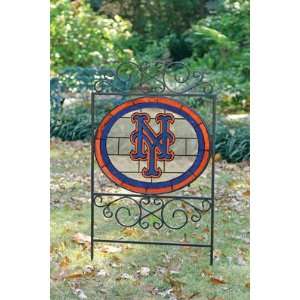  NEW YORK METS Team Logo STAINED GLASS YARD SIGN (20 x 38 
