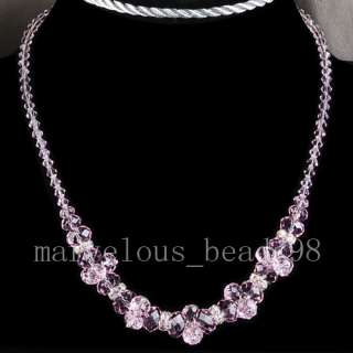 Pink Crystal Faceted Beads Necklace 17 G1332  