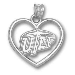  UTEP Miners 5/8in Sterling Silver Heart Pendant: Jewelry