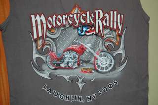 MOTORCYCLE RALLY LAUGHLIN NV TWIN V GRAY VEST WOMENS LG  
