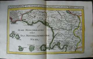 1720 Kupferstich Karte Napoli Ischia Gaeta Bodenehr v60  