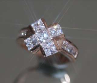 Princess Created Diamond Rose Gold GF Ring, Size M, 6  