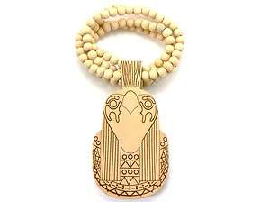 KANYE WEST ENORMOUS HORUS PIECE, GOOD WOOD, NECKLACE, 28 BALL BEADS 