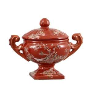 Moistureproof and Dustproof Crimson Courtyard Covered Jar, 9.5 x 6 x 8 