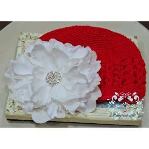   Center on Soft, Stretchy Red Beanie Hat. Fits Baby up to Young Girl