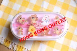 Bear Little Suzys Zoo Bento Lunch Box Case + Chopsticks M18b  