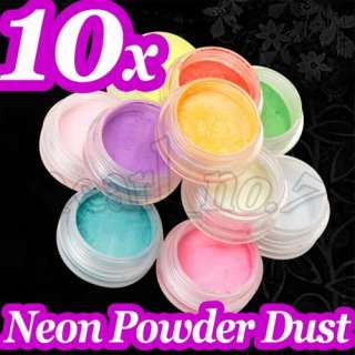 NEU 10 Farben Glitter Staub Glitzer Pulver Pailetten Set für Nail Art 