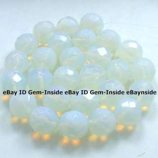 13mm round faceted white moonstone opalite beads 14  