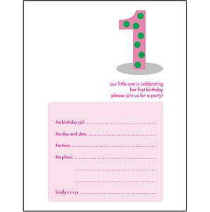Birthday Party Games  Kids on Kids Birthday Party Invitation Template 1 Year Old Girl Item No