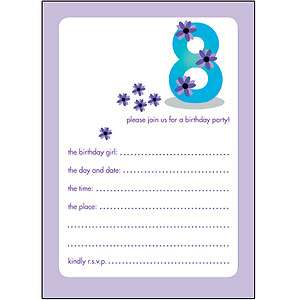 Pack of 10 Childrens Birthday Party Invitations 8 Years Old Girl BPIF 