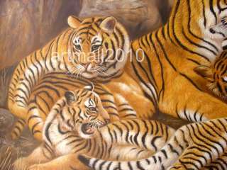 Sale great wild animal oil painting :tiger family  