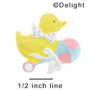 5207* tlf   Large Pink & Blue Baby Duck with Rattle   Flat 