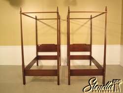17907: Pair BIGGS Mahogany Twin Canopy Poster Beds  