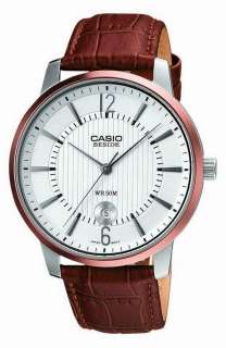 Casio Beside Leather Mens Watch Date Analog Classic BEM 118L 7A 