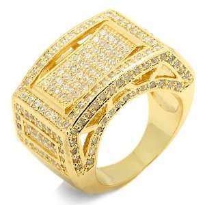  Mens Hip Hop Style Yellow Gold Plated Rectangle Detail 