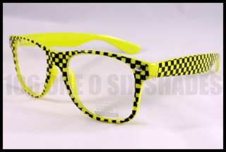 CLEAR Lens Checkered Thick Frame Nerd Geek Black and Blue New  