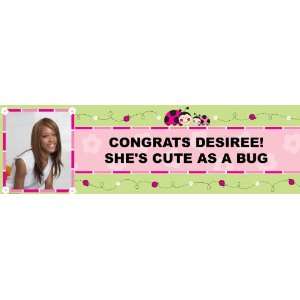 LadyBugs Oh So Sweet Baby Shower Personalized Photo Banner Standard 