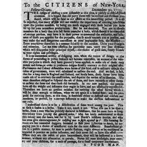  To the citizens of New York,Dec. 1775,Revolutionary War 