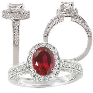  18k Chatham created 7x5mm oval ruby engagement ring with 