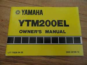 1983 1984 Yamaha YTM200 Owners Manual YTM 200 EL  