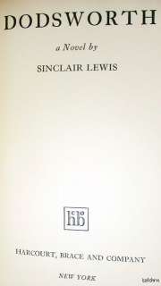 Dodsworth   Sinclair Lewis   First Edition   1st/1st   1929   Ships 