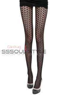 Size 6 8 Black Striped Lace Fishnet Pantyhose Tights Leggings Women 