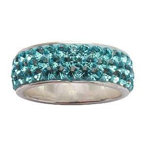 Silver ring with Swarovski crytals by GlitZ JewelZ   3 rows of crytals 