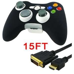   xBox 360 Controller + BLACK HDMI to DVI Cable 5Gbps M/M, 15 FT / 4.5 M