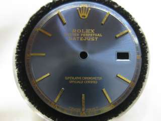 ROLEX DATEJUST 1600 1601 1603 PIEPAN DIAL SLATE BLUE WITH 18K GOLD 